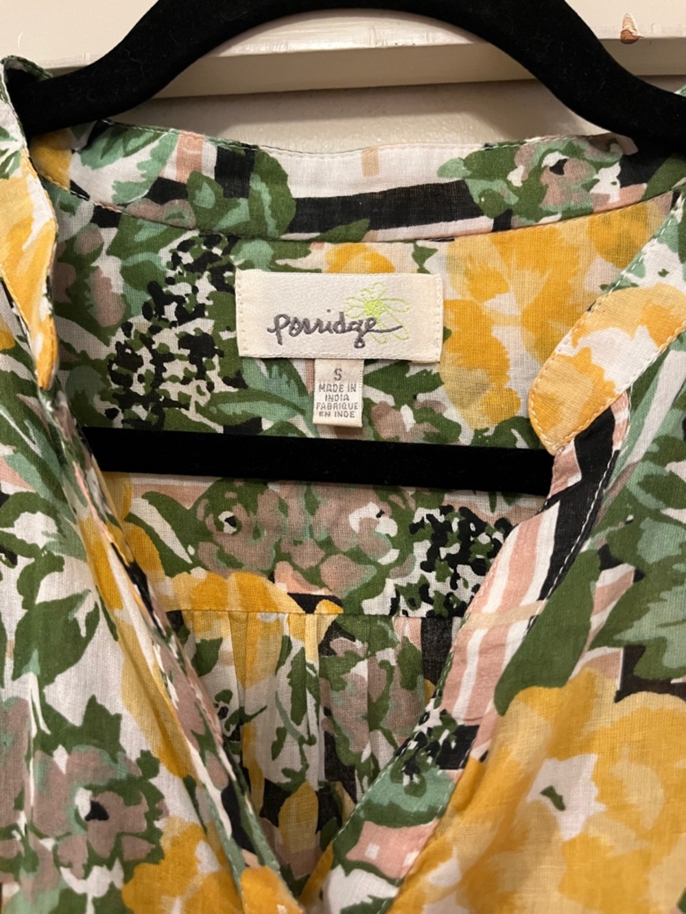 Porridge Sleeveless Yellow Floral Button-Front Mini Dress / Tunic size small - Picture 2 of 8